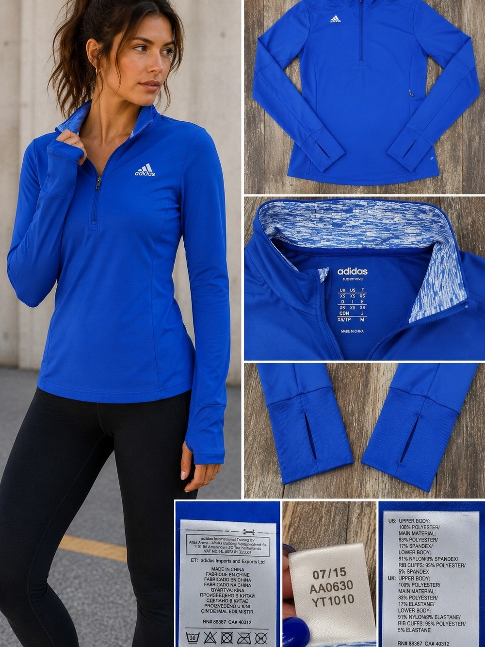 Adidas Women's Blue Quarter-Zip Athletic Top XS